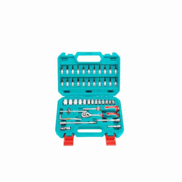 Total Socket Set 1/4" with Three Colour Soft Handle, Chromed Plated, Heat Treated THT141462 (Set of 46pcs)