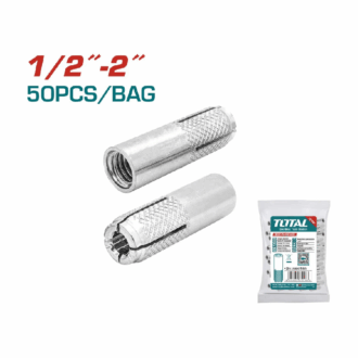 Total Drop-In Anchor Plug 1/2"-2" Carbon Steel, Zinc Plated Finish THWDA1221 (Set of 50pcs)