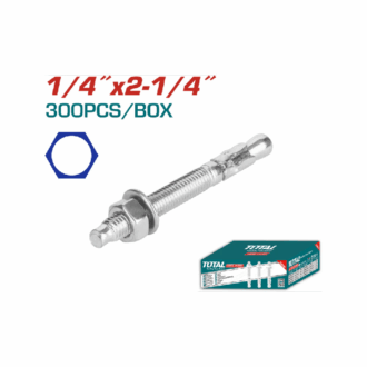 Total Galvanized Wedge Anchor 1/4"x2-1/4" Carbon Steel, Zinc Plated Finish THWWA142141 (Set of 300pcs)