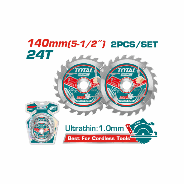 Total Ultra-thin TCT Circular Saw Blade Set 140mm, Wood Cutting TAC2331403 (Set of 2pcs)