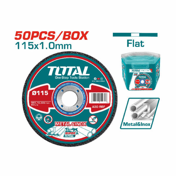Total Abrasive Metal Cutting Disc Set 115mm for Metal & INOX TAC20111550 (Set of 50pcs)