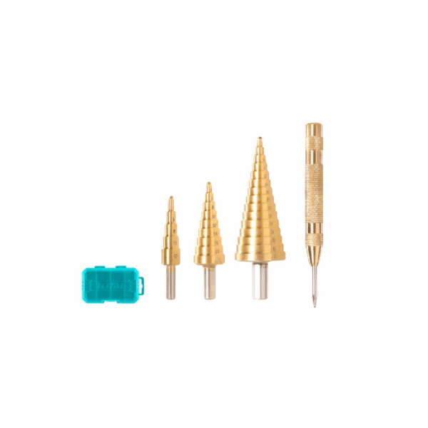 Total Step Drill Bit Set with Automatic Center Punch TACSD2041 (Set of 4pcs)