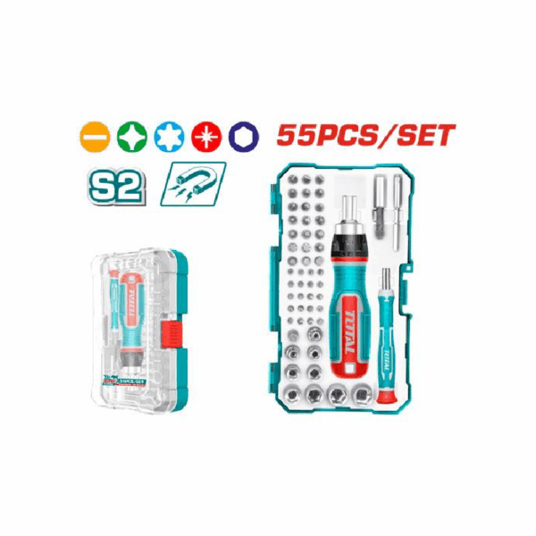 Total Screwdriver Bit Set, CR-V Material TACSD30556 (Set of 55pcs)