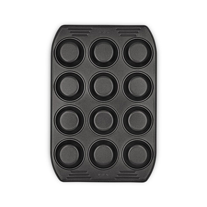 Tefal Easy Grip Baking Mold 12 Muffins 26.5x39.5 CM Carbon Steel Easy Handling Large Handles Non-Stick Coating Easy Release Easy Cleaning Dark Grey J1625745