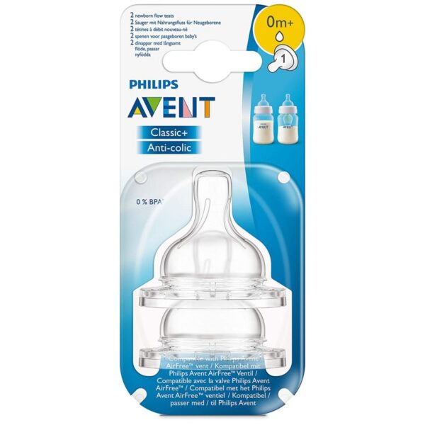 Philips Avent Teat Anti-Colic Newborn Flow 1 Hole 0m+ 2's 631/27