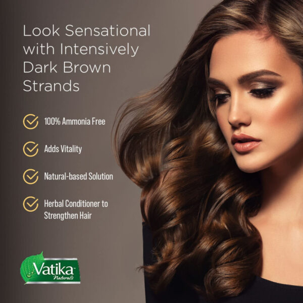 Vatika Henna Hair Color Henna Hair Dye, Henna Hair Color and Conditioner, Zero Ammonia Henna for Strong and Shiny Hair, 100% Grey Coverage, Dark Brown 6 Sachets