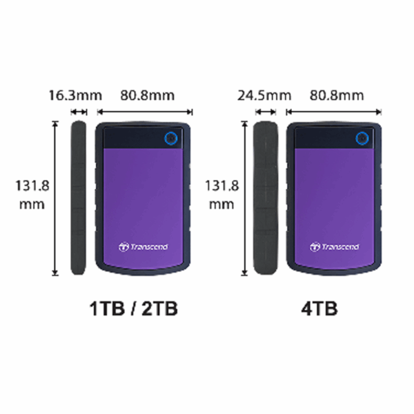 Transcend External HDD 1TB 2.5" TSJ25H3 3.0 Purple TS1TSJ25H3P