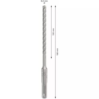 Bosch Hammer Drill Bit SDS Plus-5 Drill X 6 X 100 X 160 MM 2608833778 (Pack of 10pcs)