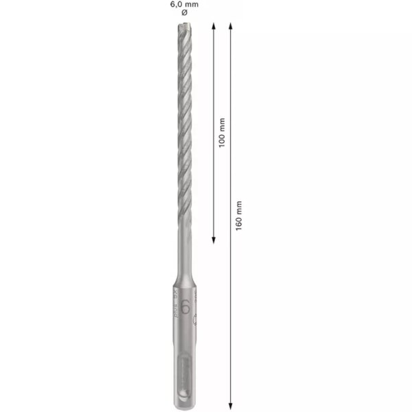 Bosch Hammer Drill Bit SDS Plus-5 Drill X 6 X 100 X 160 MM 2608833778 (Pack of 10pcs)