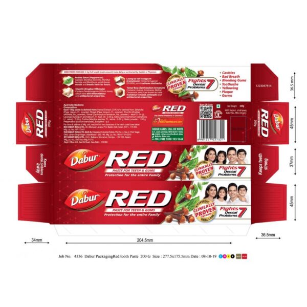 Dabur Toothpaste 200g with Brush Red (Set of 6) DRPB200