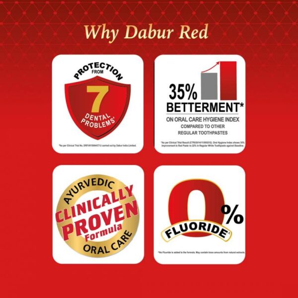 Dabur Toothpaste 200g with Brush Red (Set of 6) DRPB200
