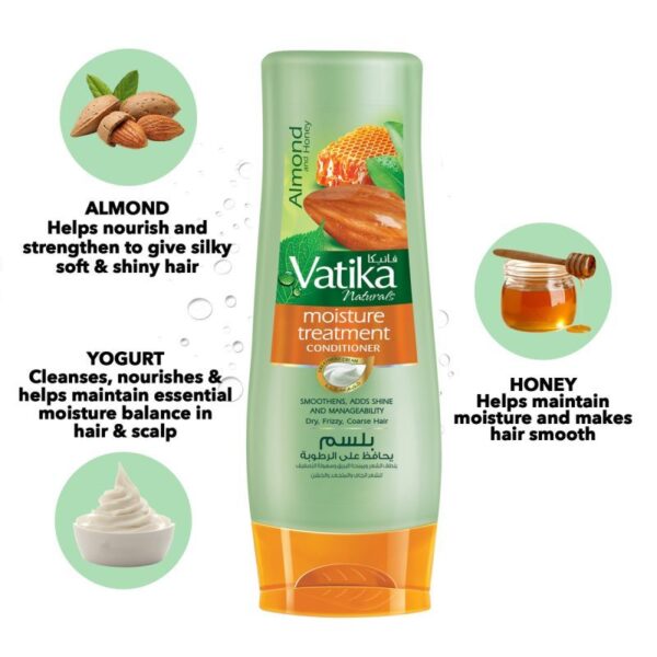 Vatika Conditioner Moisture Treatment, Enriched with Almond & Honey, Deep Nourishment, for Dry and Frizzy Hair 200ml (Set of 3)