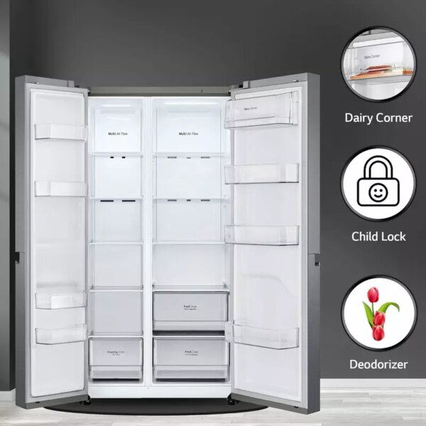 LG Refrigerator 664 LTR, Side by Side, Premium Black GC - B257KQJW