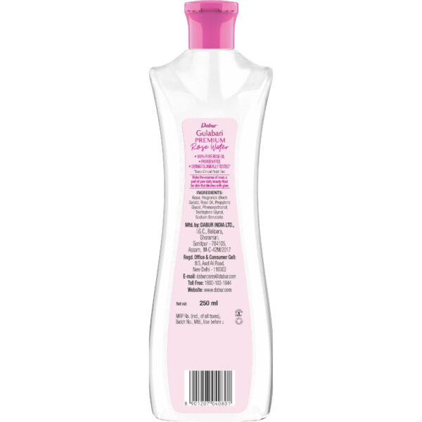 Dabur Gulabari Rose Water With No Paraben, Cleanses, Hydrates & Moisturises Skin, Balances & Restores Skin's pH Levels, For All Skin Types 250ml (Set of 6)