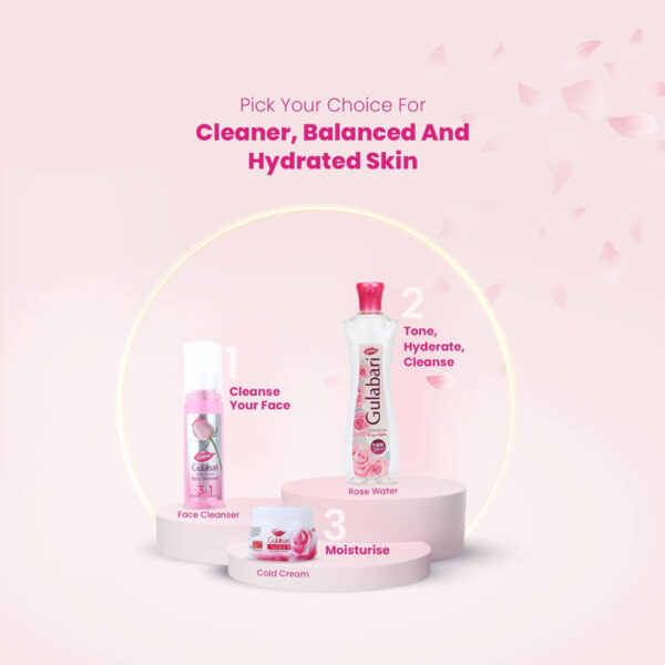 Dabur Gulabari Rose Water With No Paraben, Cleanses, Hydrates & Moisturises Skin, Balances & Restores Skin's pH Levels, For All Skin Types 250ml (Set of 6)