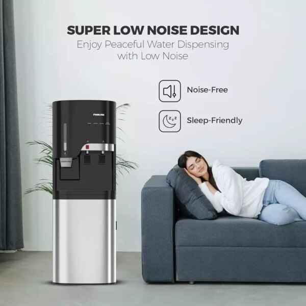 Nikai Water Dispenser 2 Taps Bottom Load with Cup Holder NWD5000BSS 2 Taps Hot And Cold Compressor Cooling Steel Tank Anti Bacterial Design