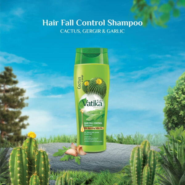 Vatika Shampoo Hair Fall Control, Enriched with Cactus and Georgia, for Weak Hair 400ml with FREE CONDITIONER 200ml