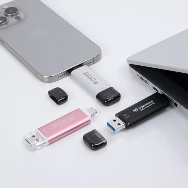 Transcend 512GB Portable External SSD - USB 3.2 Gen 2, Up to 1050 MB/s Transfer Speeds, Compatible with iPhone, iPad, Android, and Car Audio Systems, Includes 2-in-1 Type-C and Type-A Cables, Black, TS512GESD310C.