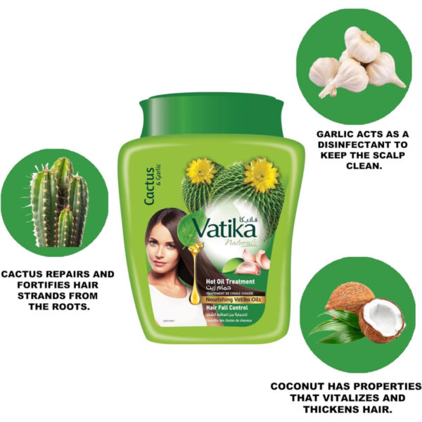 Vatika Hot Oil Treatment Hair Fall Control, Hammam Zaith With Cactus, for Breaking, Falling & Weak Hair, 1KG (Set of 3)
