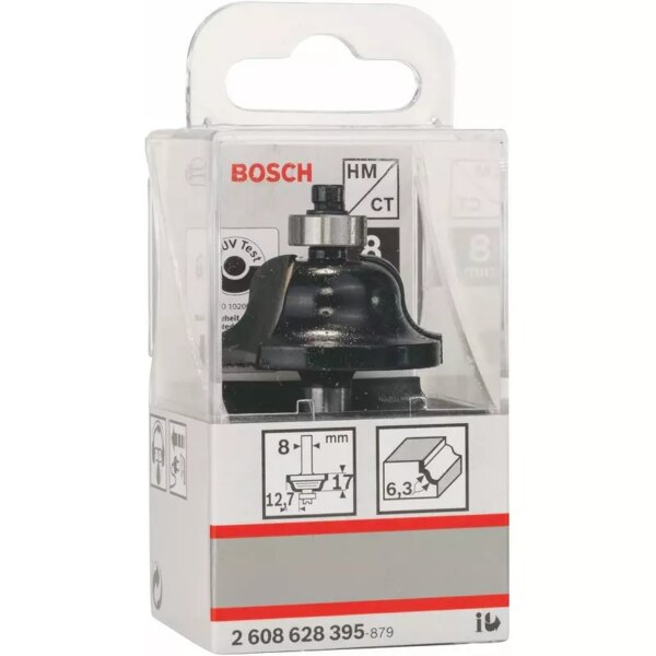 Bosch Edge Forming Bit 8mm, 6.3 x 12.7 x 17 x 61mm 2608628395