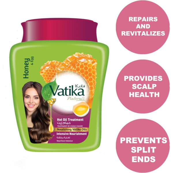 Vatika Hot Oil Treatment Nourishment Hot Oil, Deep Hydration, and Transformation for Dry, Damaged, and Thick Hair, Enriching Care for Vibrant Hair, Infused with Honey & Egg Goodness 1kg (Set of 3)