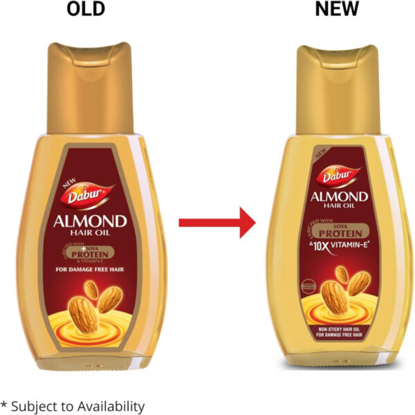 Dabur Almond Hair Oil Damage Protection, Non Sticky Formula with Almonds, Soya Protein & Vitamin E, For Soft & Shiny Hair, 200ml (Set of 6)