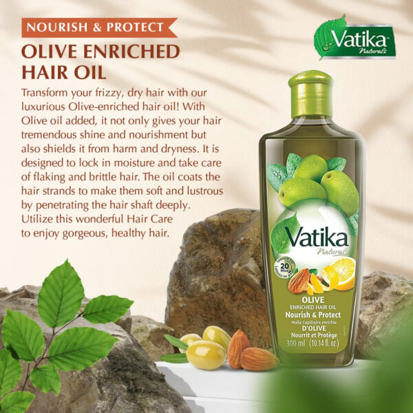 Vatika Hair Oil Natural Moisturizing, Strengthening & Hair Oil for Healthy Scalp, Nourishing Hair Oil for Soft, Manageable, and Silky Hair From Root to Tip (Olive) 200ml (Set of 6)
