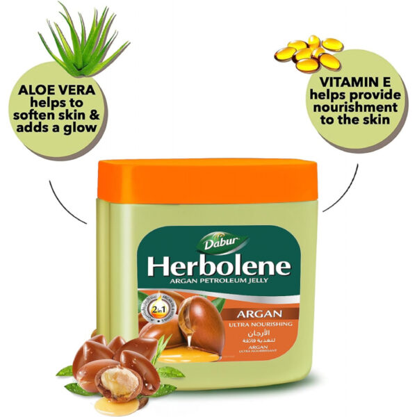 Dabur Herbolene Petroleum Jelly Enriched With Argan and Vitamin E Helps In Glowing Skin 225ml (Set of 3)