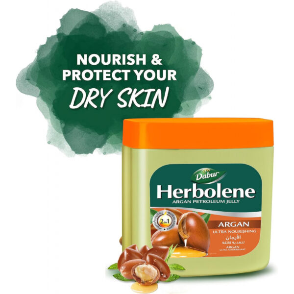 Dabur Herbolene Petroleum Jelly Enriched With Argan and Vitamin E Helps In Glowing Skin 225ml (Set of 3)