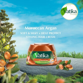 Vatika Hair Cream Soft & Silky, Heat Protect. For Dull, Dry & Unmanageable Hair, Argan 140ml (Set of 3)