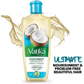 Dabur Vatika Naturals Enriched Hair Oil - Natural Moisturizing, Strengthening and Hair Oil for Healthy Scalp, Nourishing Hair Oil for Soft, Manageable, Smooth and Silky Hair From Root to Tip (Coconut) 200ml Set of 6