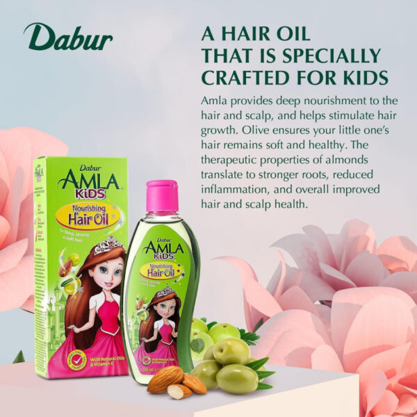 Dabur Amla Hair Oil Kids Natural Goodness of Amla, Olive, and Almond, Promotes Long, Strong, and Healthy Hair 200ml (Set of 6)