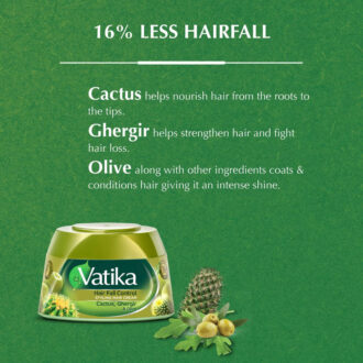Vatika Hair Cream Hair Fall Control, Styling Hair Cream Olive Cactus Heena, 140ml (Set of 3)