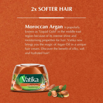 Vatika Hair Cream Soft & Silky, Heat Protect. For Dull, Dry & Unmanageable Hair, Argan 140ml (Set of 3)
