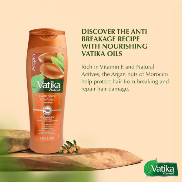 Vatika Shampoo Nourish and Rejuvenate, Strengthening & Moisturizing for Curly Hair, Damaged Hair, 400ml Argan