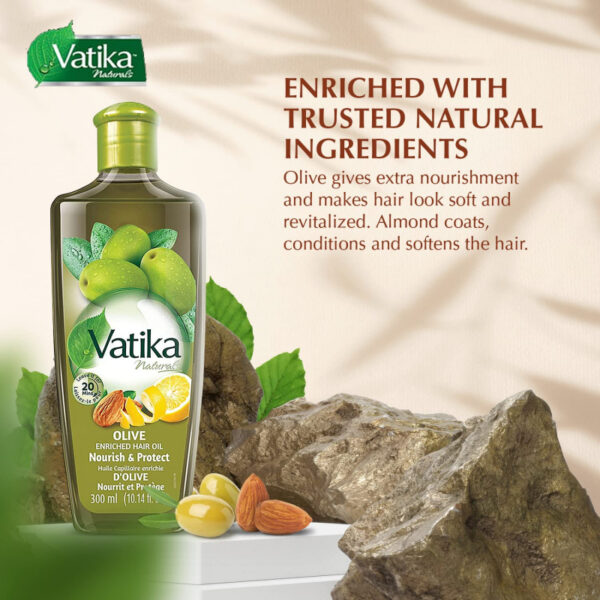 Vatika Hair Oil Natural Moisturizing, Strengthening & Hair Oil for Healthy Scalp, Nourishing Hair Oil for Soft, Manageable, and Silky Hair From Root to Tip (Olive) 200ml (Set of 6)