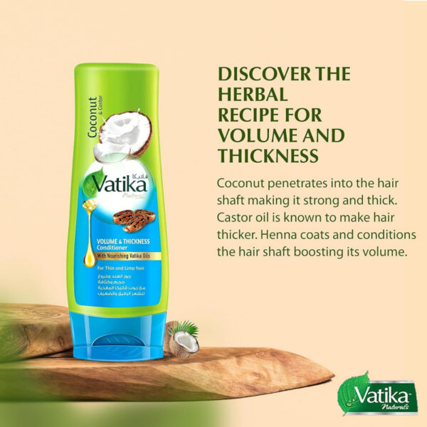 Vatika Conditioner Volume & Thickness, Natural Moisturizing Hair Conditioner for Women, with All Hair Types. Scalp Hydrating Moisturizer, 400ml Coconut (Set of 3)