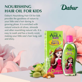 Dabur Amla Hair Oil Kids Natural Goodness of Amla, Olive, and Almond, Promotes Long, Strong, and Healthy Hair 200ml (Set of 6)