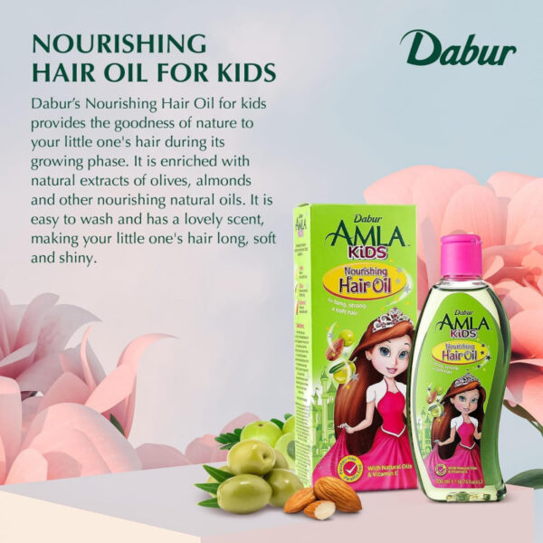 Dabur Amla Hair Oil Kids Natural Goodness of Amla, Olive, and Almond, Promotes Long, Strong, and Healthy Hair 200ml (Set of 6)