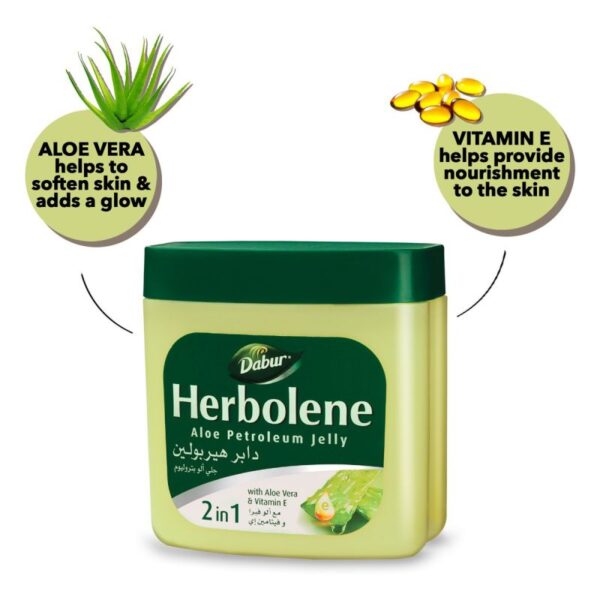 Dabur Herbolene Petroleum Jelly Enriched with Aloe Vera and Vitamin E, For Dry and Rough Skin 115ml Aloe Vera (Set of 3)
