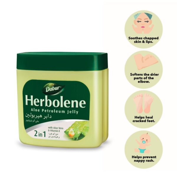 Dabur Herbolene Petroleum Jelly Enriched with Aloe Vera and Vitamin E, For Dry and Rough Skin 115ml Aloe Vera (Set of 3)