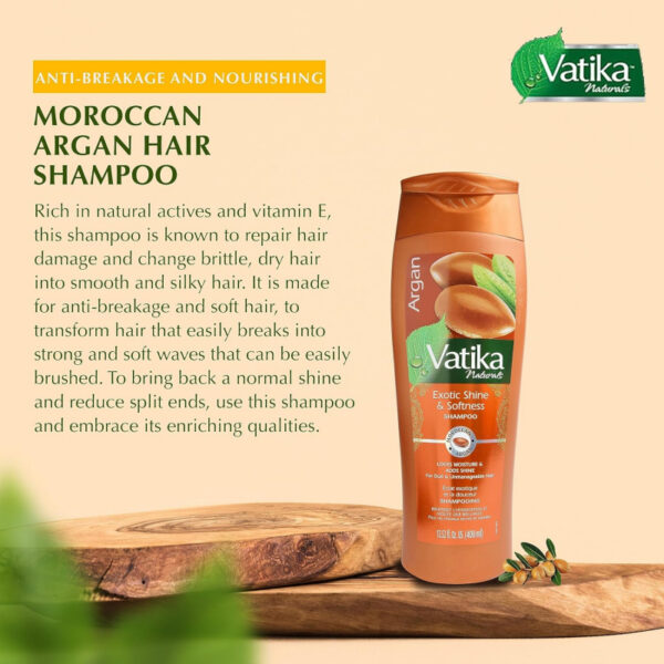 Vatika Shampoo Nourish and Rejuvenate, Strengthening & Moisturizing for Curly Hair, Damaged Hair, 200ml Argan