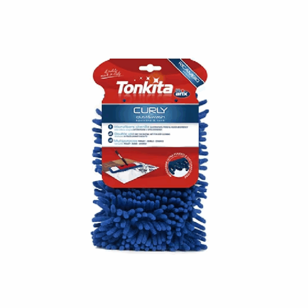 Tonkita Curly Dust & Wash Flat Mop Refill, Deep Removal of Dirt, Stains or Spills from Parquet, Marble, Laminate, Wooden and Tiled Flooring TK790R Set of 2