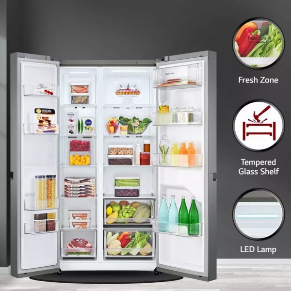 LG Refrigerator 664 LTR, Side by Side, Premium Black GC - B257KQJW