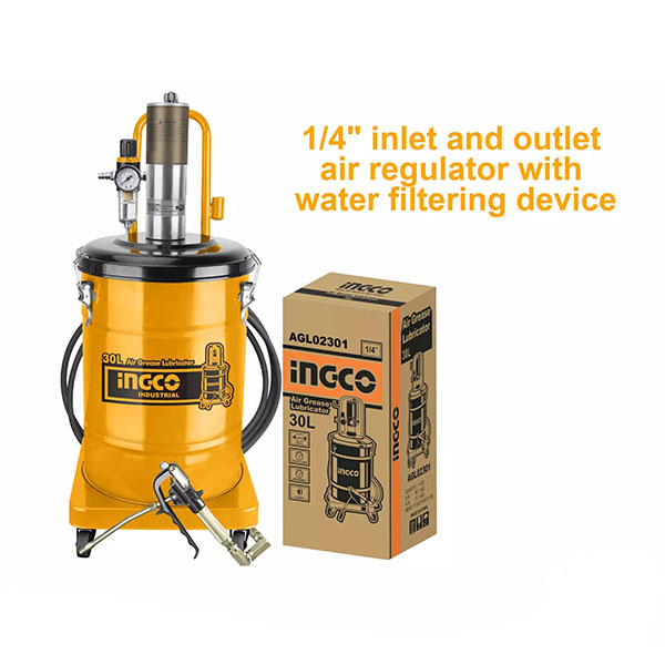 Ingco Air Grease Lubricator 30L 70mm Inlet and Outlet Air Regulator with Water Filtration Device AGl02301