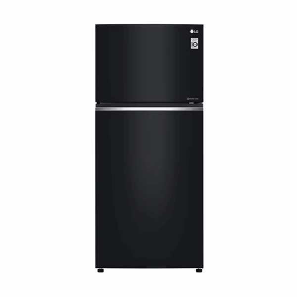 LG Refrigerator 506L Double Door, Top Freezer with Inverter Linear Compressor, Door Cooling+™, Hygiene Fresh+™ Black Glass GC-C702SGGU