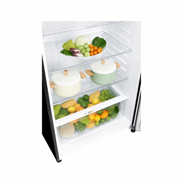 LG Refrigerator 506L Double Door, Top Freezer with Inverter Linear Compressor, Door Cooling+™, Hygiene Fresh+™ Black Glass GC-C702SGGU