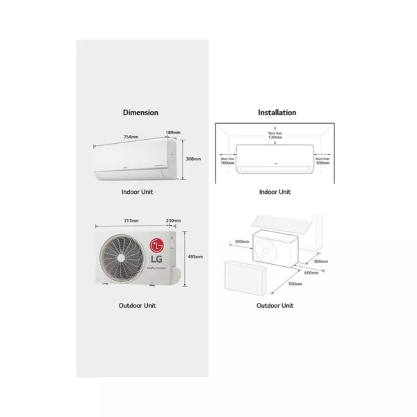 LG Wall-Mount Split Air Conditioner - 18,000 BTU, DUAL Inverter Compressor™, Gen Mode+™, Mosquito Away, Energy Saving, Faster Cooling, S4-Q18KL28E