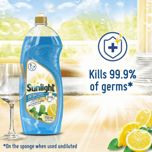 Sunlight Dish Washing Liquid Antibacterial 750ml Sparkling Clean, Eco-Friendly and Time-Saving 68665419 (Set of 3Pcs)