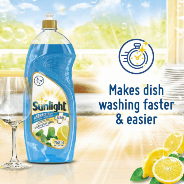 Sunlight Dish Washing Liquid Antibacterial 750ml Sparkling Clean, Eco-Friendly and Time-Saving 68665419 (Set of 3Pcs)